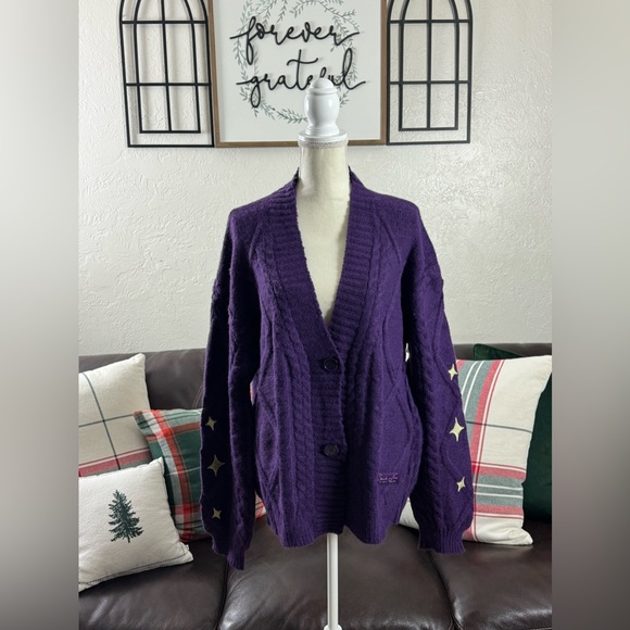 Taylor Swift Speak Now TV Taylor's Version Cardigan Purple Gold Stars Size MD/LG - Picture 5 of 16